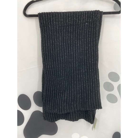Style & Co NWT Solid Ribbed Muffler Extra Long Recycled Wrap Scarf Black OS New - Picture 2 of 8
